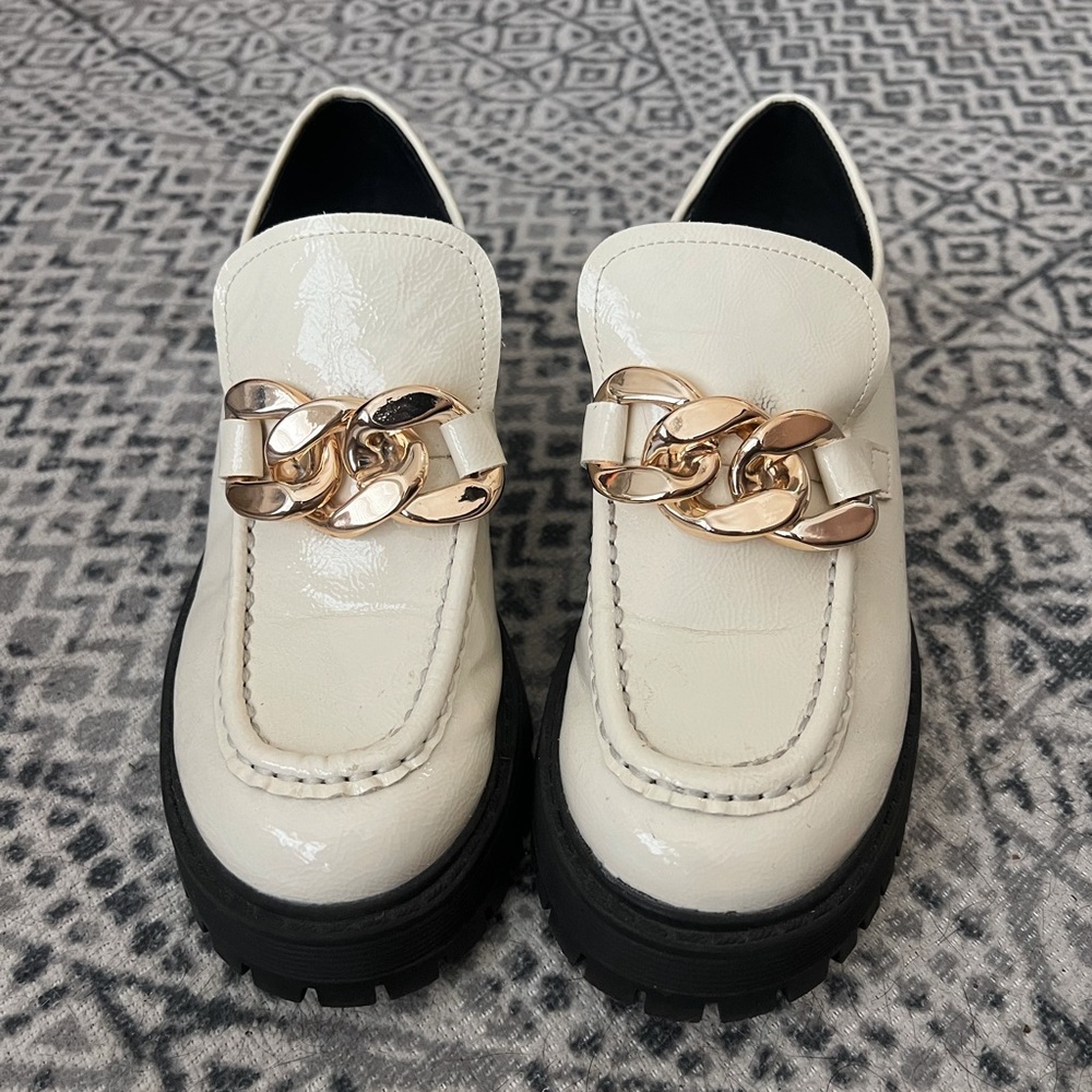 White Steve Madden platform loafers